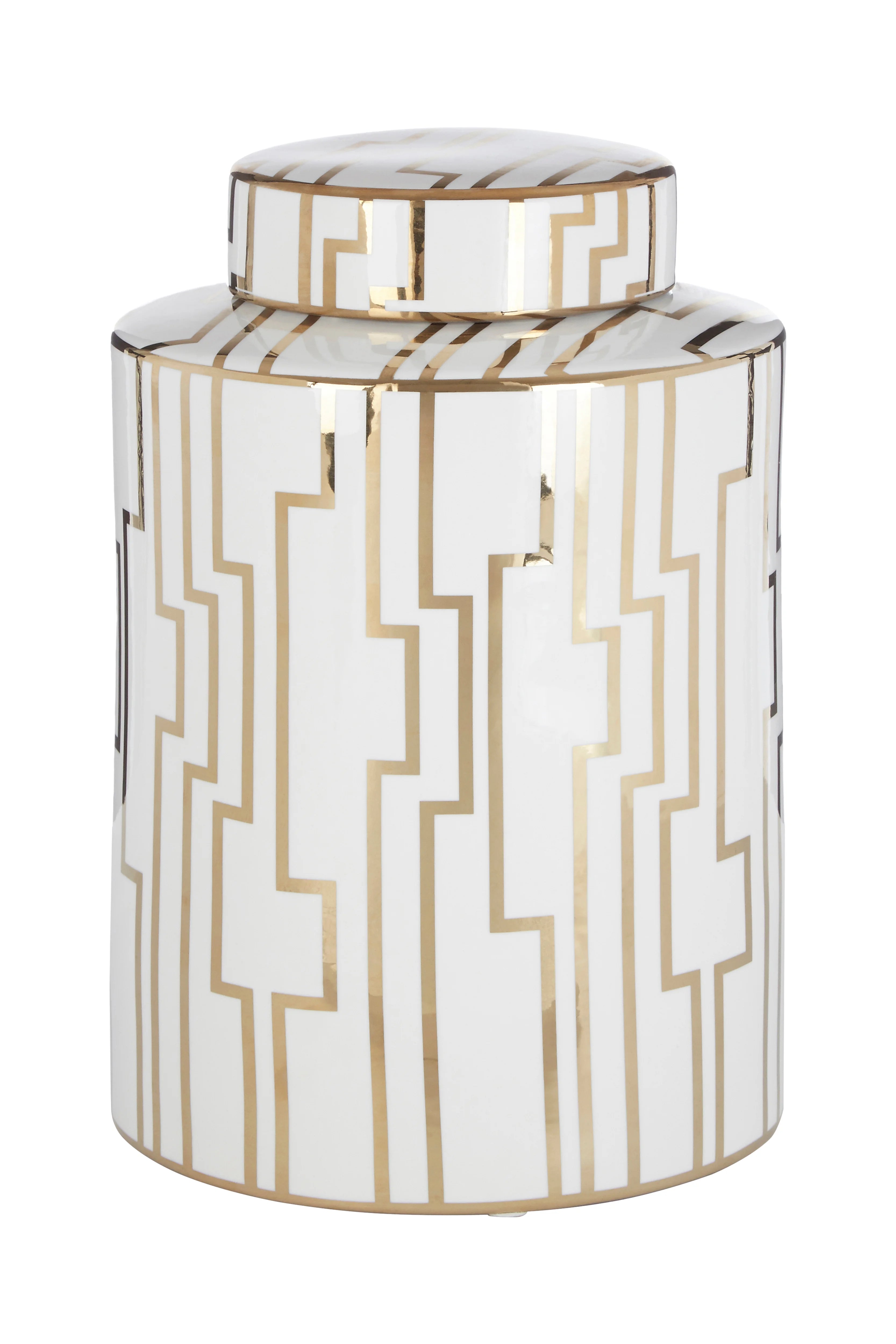 Remy Art Deco White & Gold Ceramic Jar | Large